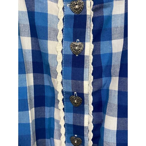 Lekra Country Life Square Dance Blue Gingham Blouse Shirt 40 L - Picture 3 of 5